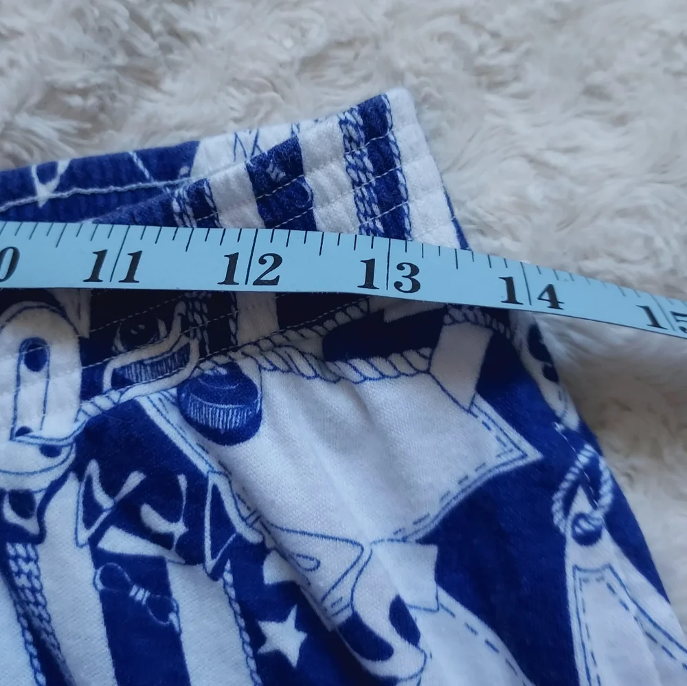 Blue & White Seafaring Nautical Circle Skirt Med Cruise Travel Coastal Resort